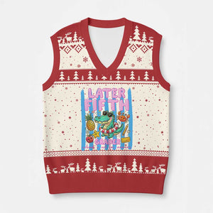 Later Fifth Grader School's Out For Summer V-Neck Knit Sweater Vest Last Day Of School Later Gator Alligator TS14 Beige Red Print Your Wear