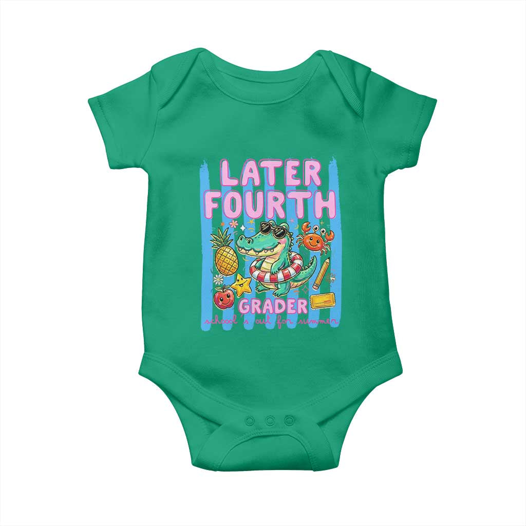 Later Fourth Grader School's Out For Summer Baby Onesie Last Day Of School Later Gator Alligator TS14 Irish Green Print Your Wear