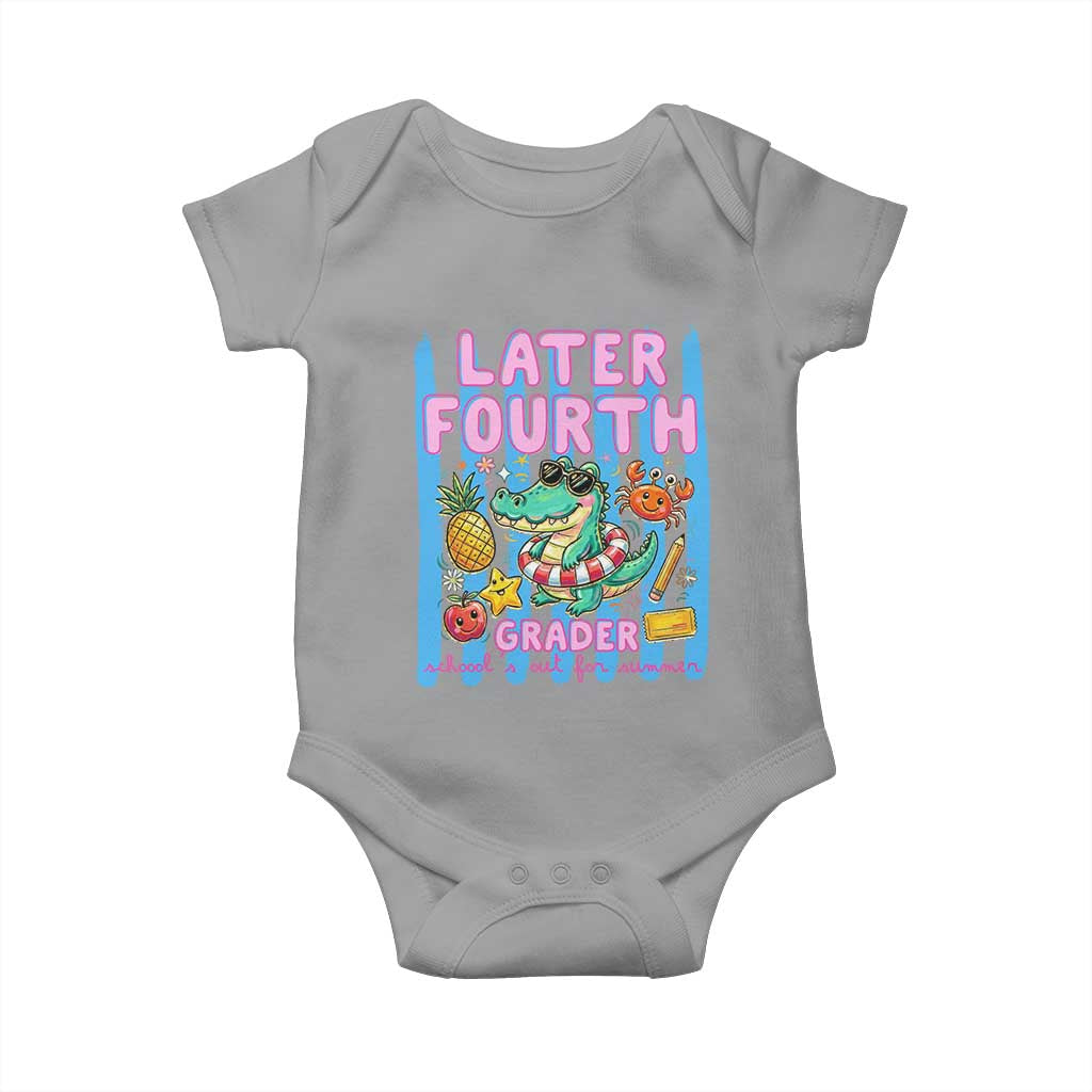 Later Fourth Grader School's Out For Summer Baby Onesie Last Day Of School Later Gator Alligator TS14 Sport Gray Print Your Wear