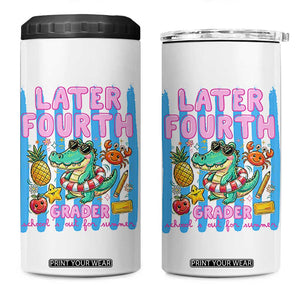 Later Fourth Grader School's Out For Summer 4 in 1 Can Cooler Tumbler Last Day Of School Later Gator Alligator TS14 One Size: 16 oz White Print Your Wear