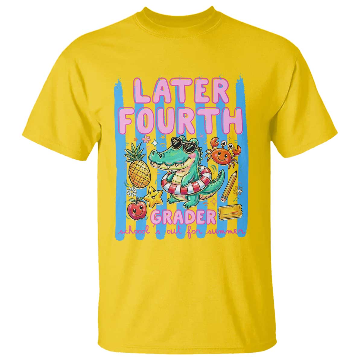 Later Fourth Grader School's Out For Summer T Shirt Last Day Of School Later Gator Alligator TS14 Daisy Print Your Wear