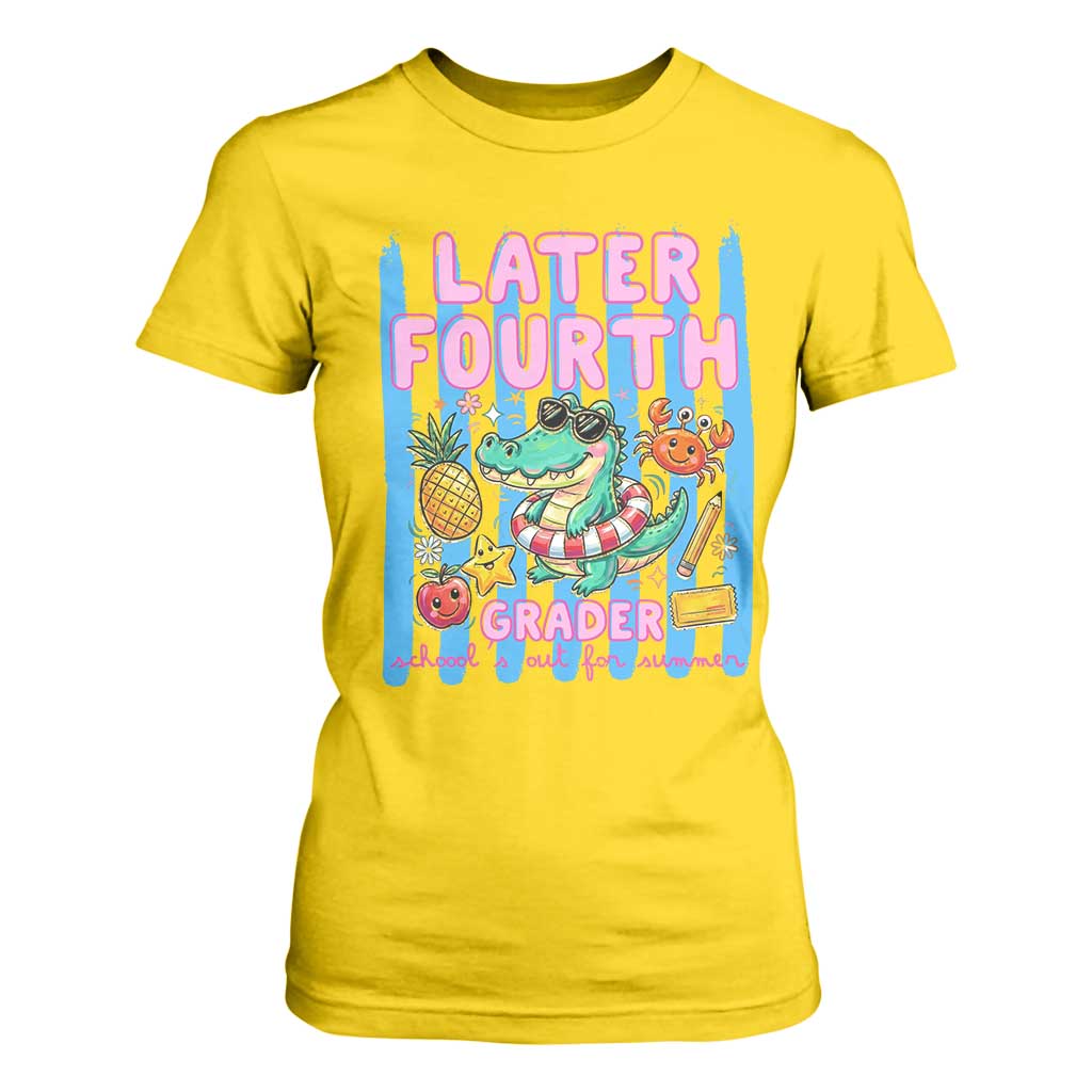 Later Fourth Grader School's Out For Summer T Shirt For Women Last Day Of School Later Gator Alligator TS14 Daisy Print Your Wear