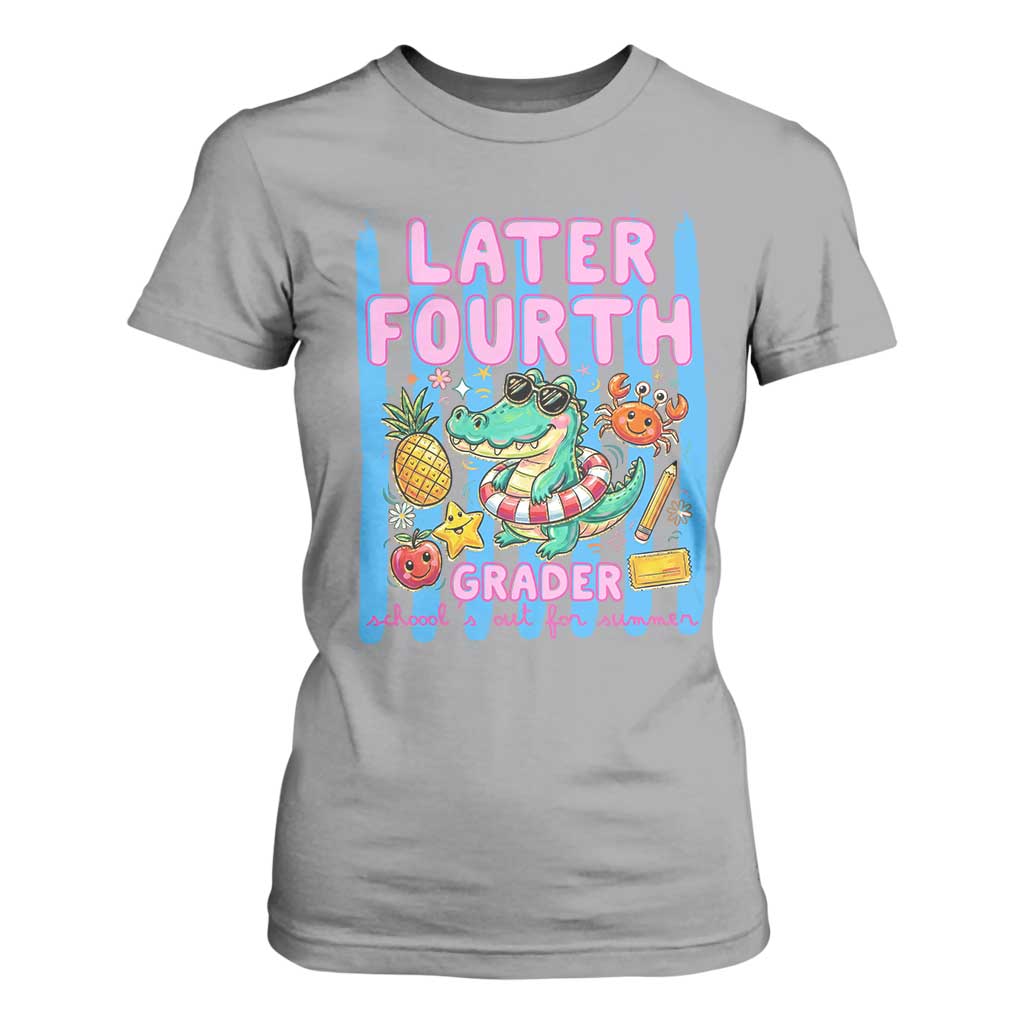 Later Fourth Grader School's Out For Summer T Shirt For Women Last Day Of School Later Gator Alligator TS14 Sport Gray Print Your Wear