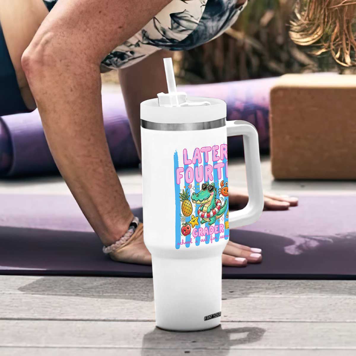 Later Fourth Grader School's Out For Summer Tumbler With Handle Last Day Of School Later Gator Alligator TS14 Print Your Wear