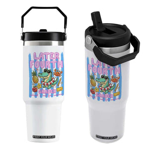 Later Fourth Grader School's Out For Summer Flip Straw Tumbler Last Day Of School Later Gator Alligator TS14 One Size: 30 oz White Print Your Wear
