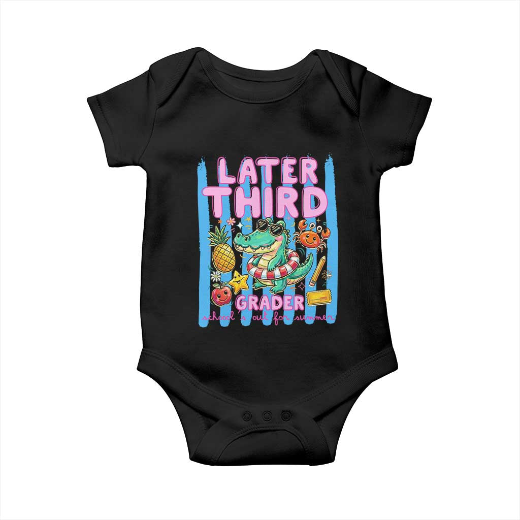 Later Third Grader School's Out For Summer Baby Onesie Last Day Of School Later Gator Alligator TS14 Black Print Your Wear