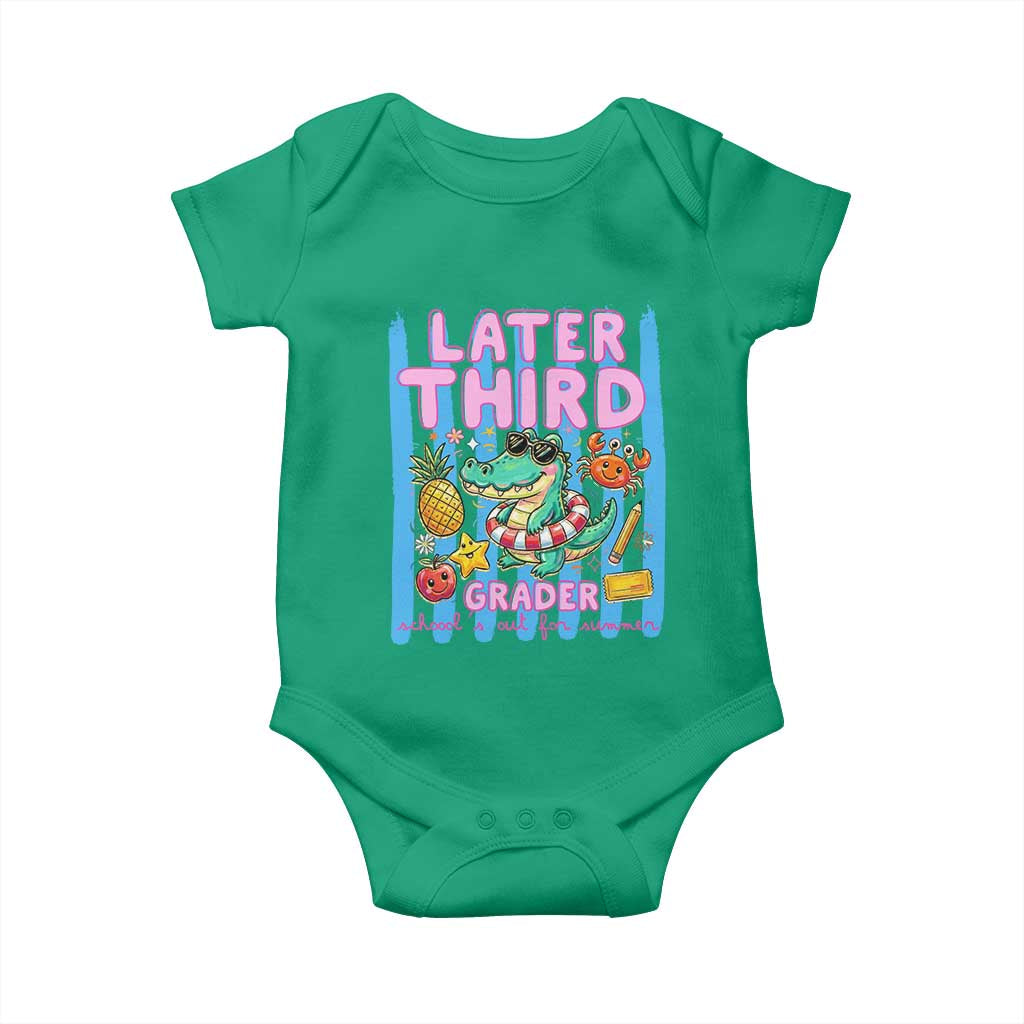 Later Third Grader School's Out For Summer Baby Onesie Last Day Of School Later Gator Alligator TS14 Irish Green Print Your Wear