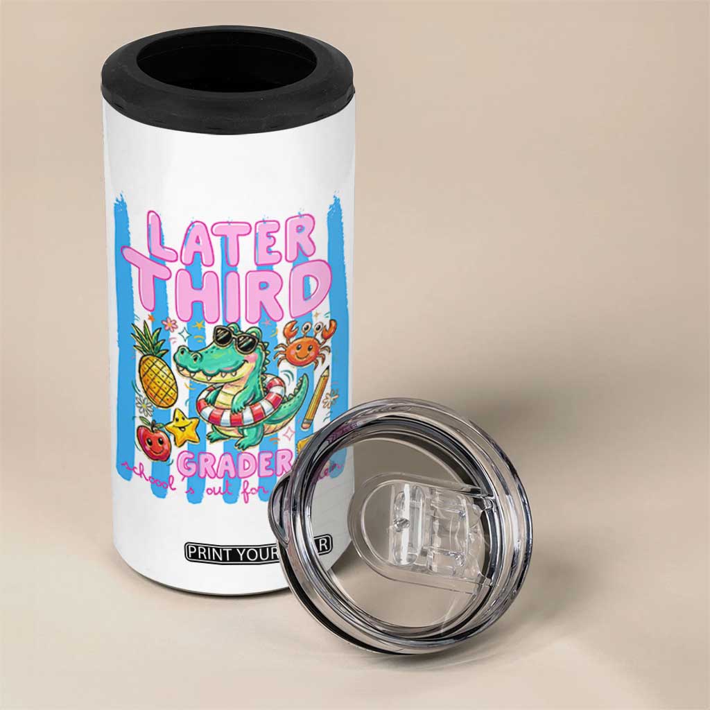 Later Third Grader School's Out For Summer 4 in 1 Can Cooler Tumbler Last Day Of School Later Gator Alligator TS14 Print Your Wear