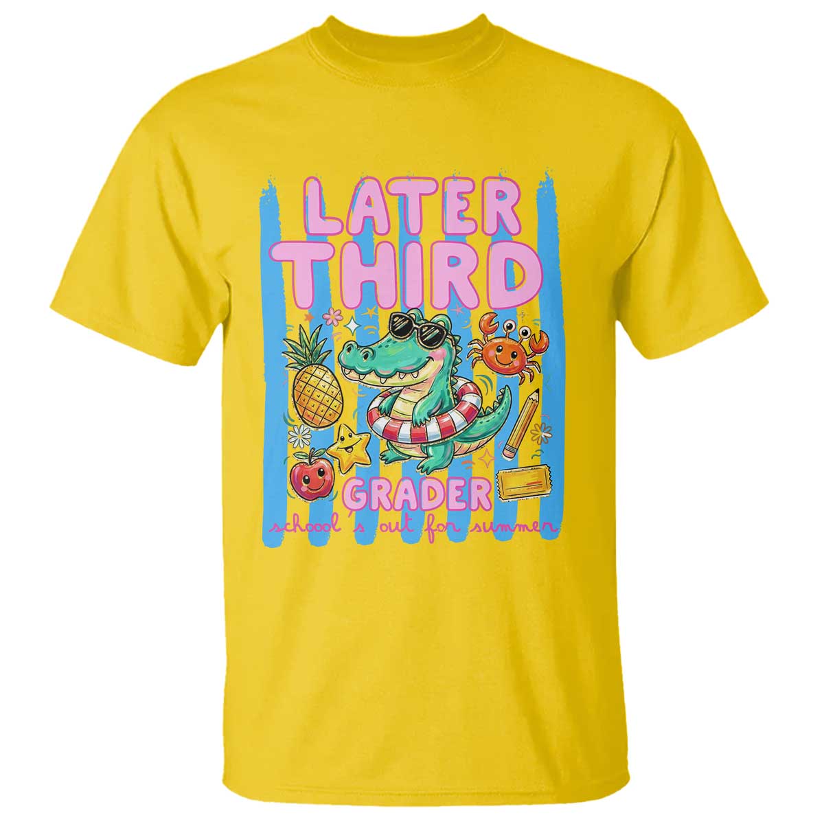Later Third Grader School's Out For Summer T Shirt Last Day Of School Later Gator Alligator TS14 Daisy Print Your Wear