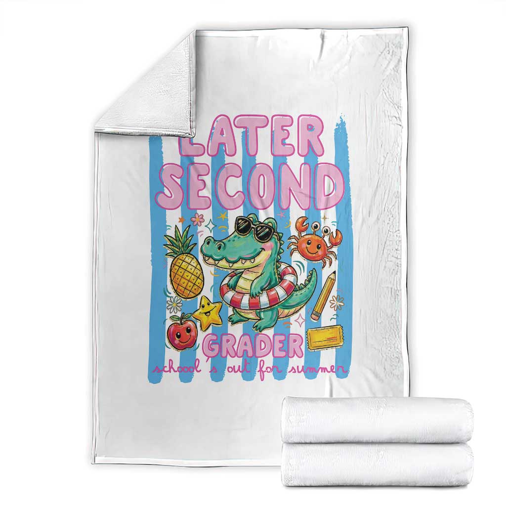 Later Second Grader School's Out For Summer Throw Blanket Last Day Of School Later Gator Alligator TS14 White Print Your Wear