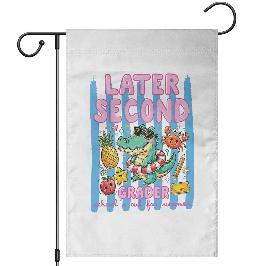 Later Second Grader School's Out For Summer Garden Flag Last Day Of School Later Gator Alligator TS14 White Print Your Wear
