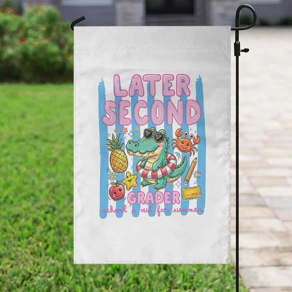 Later Second Grader School's Out For Summer Garden Flag Last Day Of School Later Gator Alligator TS14 Print Your Wear