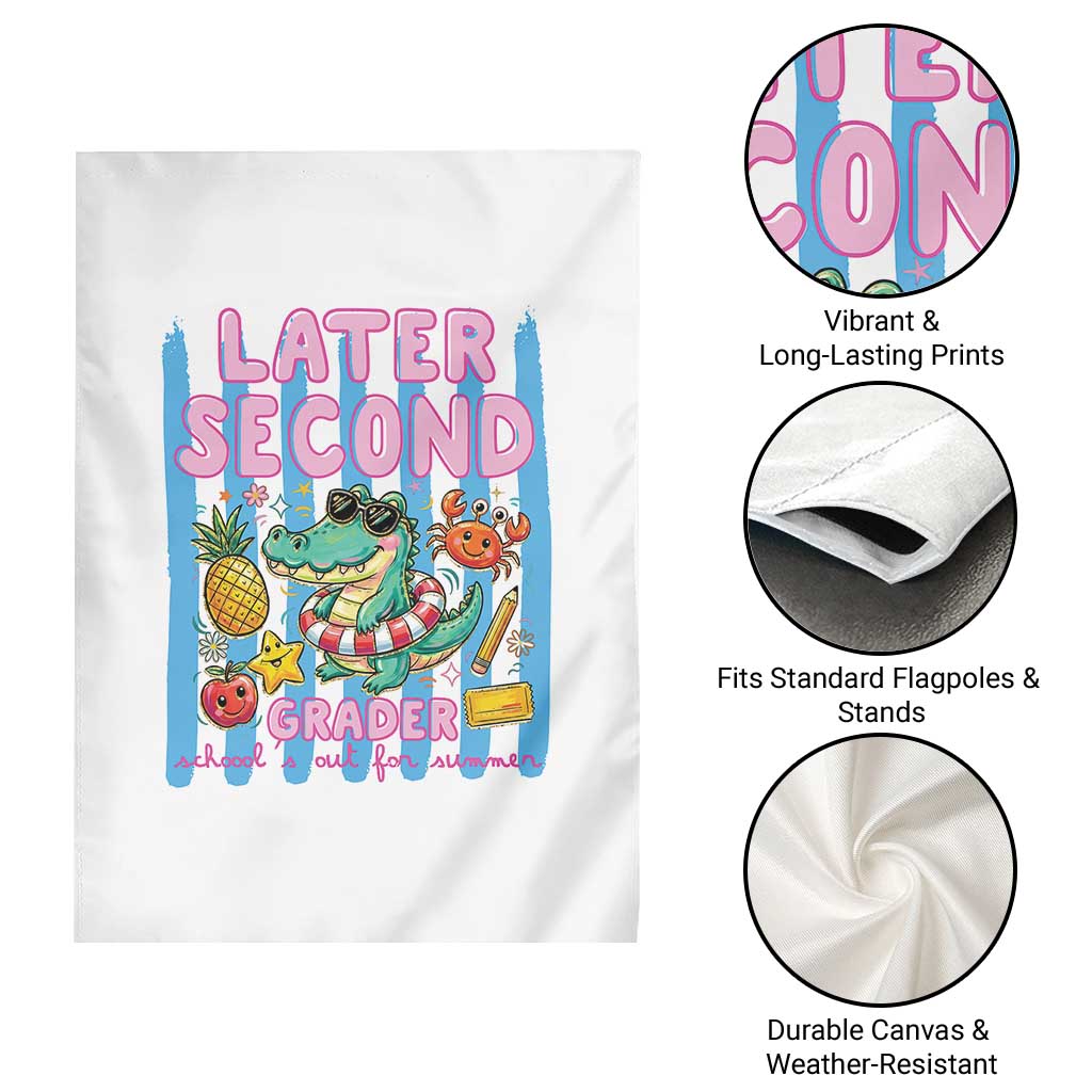 Later Second Grader School's Out For Summer Garden Flag Last Day Of School Later Gator Alligator TS14 Print Your Wear