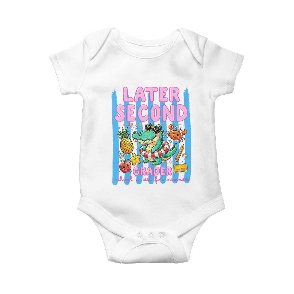 Later Second Grader School's Out For Summer Baby Onesie Last Day Of School Later Gator Alligator TS14 White Print Your Wear