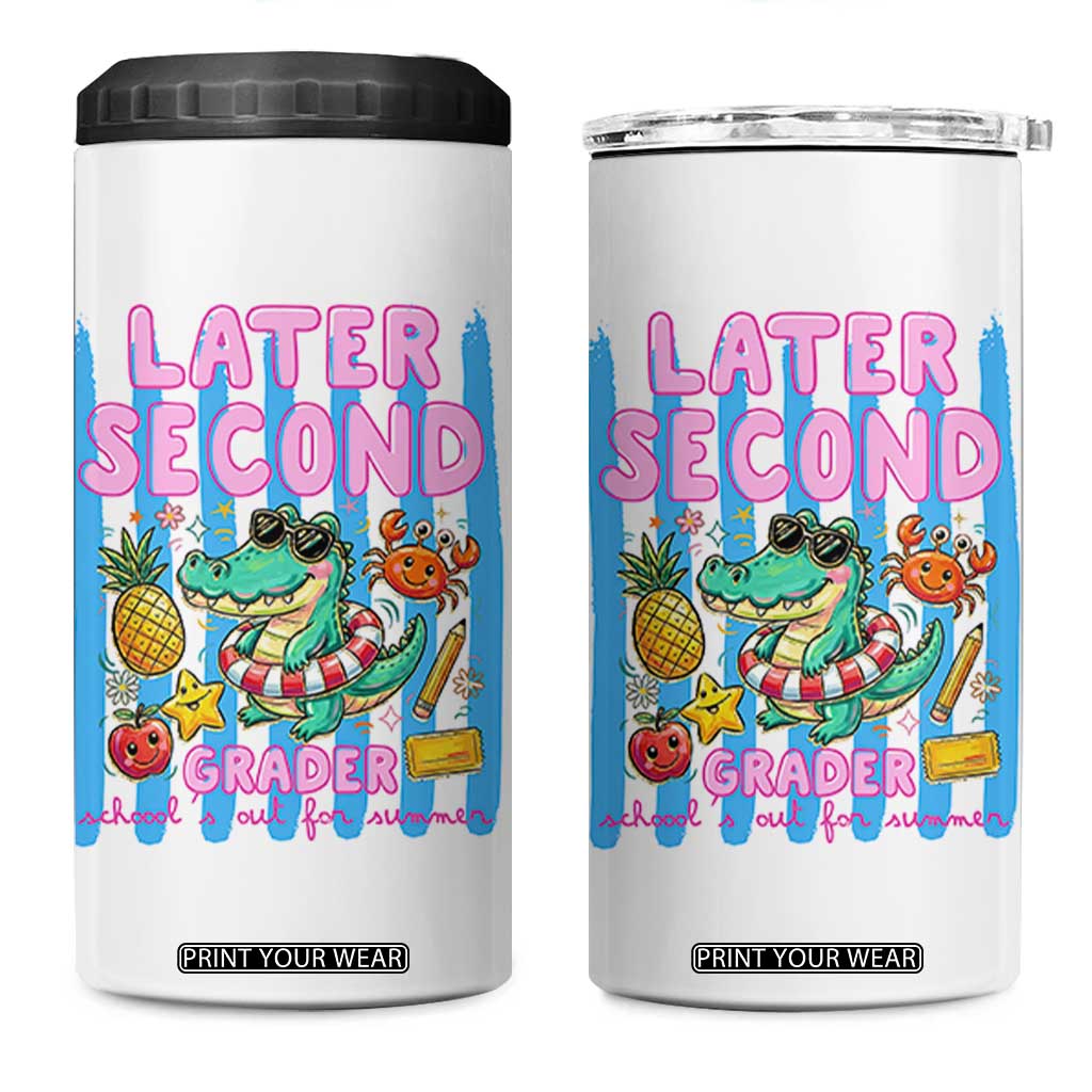 Later Second Grader School's Out For Summer 4 in 1 Can Cooler Tumbler Last Day Of School Later Gator Alligator TS14 One Size: 16 oz White Print Your Wear