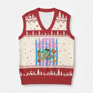 Later Second Grader School's Out For Summer V-Neck Knit Sweater Vest Last Day Of School Later Gator Alligator TS14 Beige Red Print Your Wear