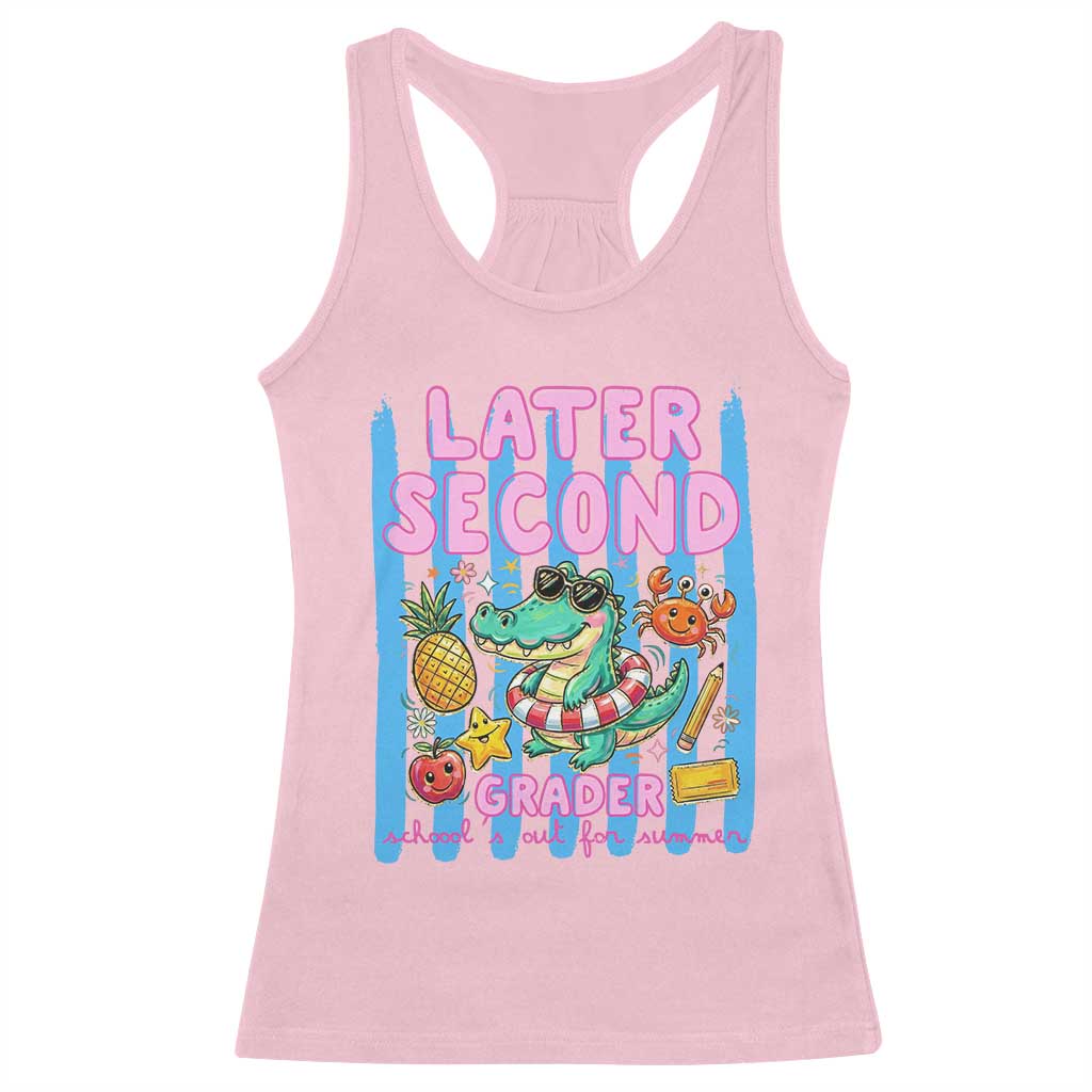 Later Second Grader School's Out For Summer Racerback Tank Top Last Day Of School Later Gator Alligator TS14 Light Pink Print Your Wear