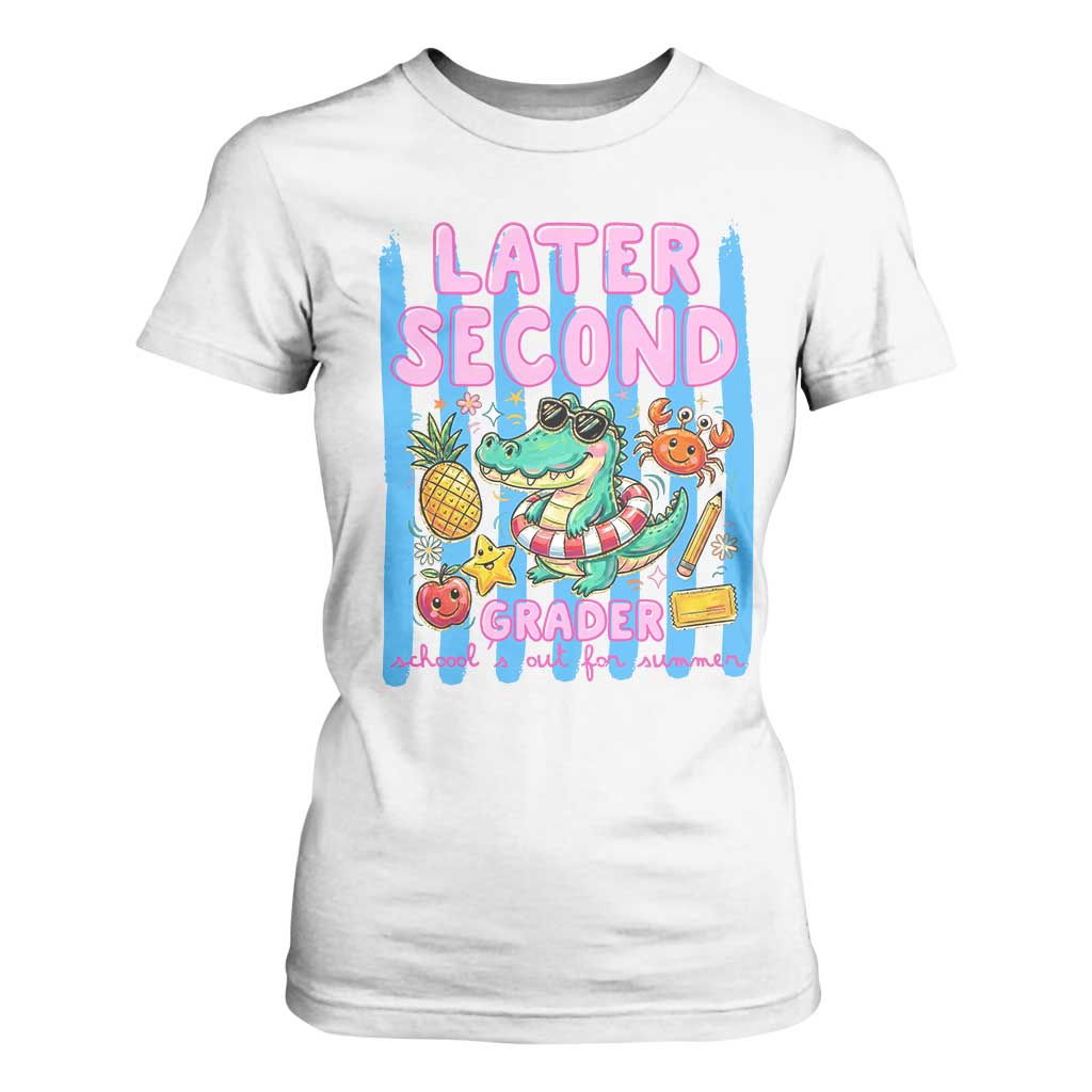 Later Second Grader School's Out For Summer T Shirt For Women Last Day Of School Later Gator Alligator TS14 White Print Your Wear