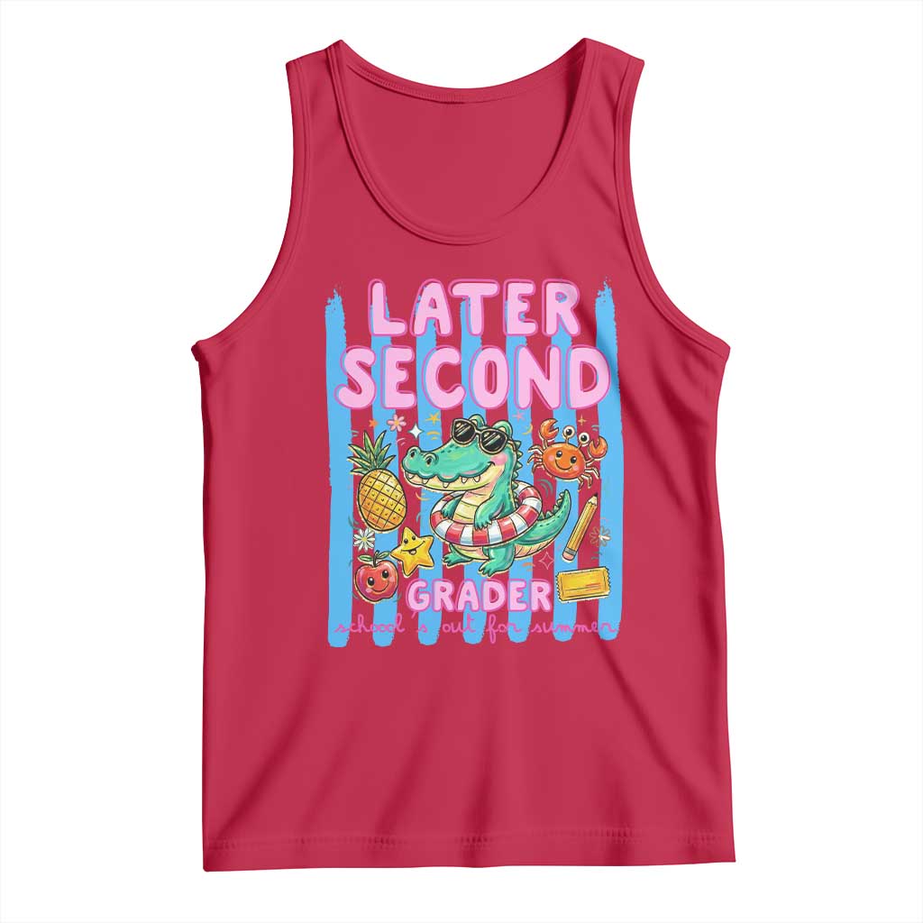 Later Second Grader School's Out For Summer Tank Top Last Day Of School Later Gator Alligator TS14 Red Print Your Wear