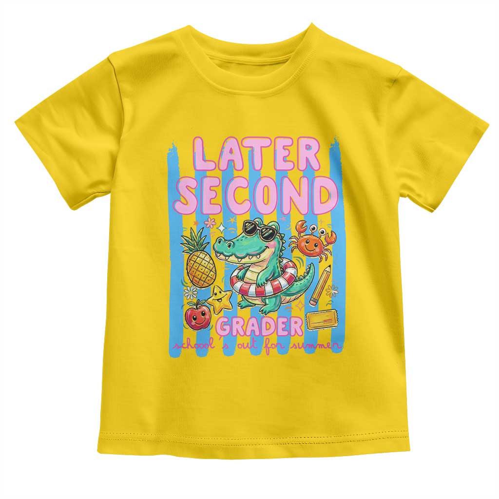 Later Second Grader School's Out For Summer Toddler T Shirt Last Day Of School Later Gator Alligator TS14 Daisy Print Your Wear