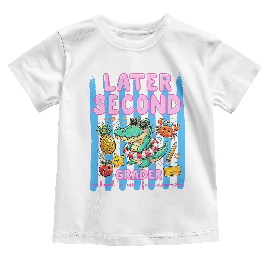 Later Second Grader School's Out For Summer Toddler T Shirt Last Day Of School Later Gator Alligator TS14 White Print Your Wear