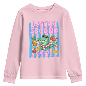 Later Second Grader School's Out For Summer Youth Sweatshirt Last Day Of School Later Gator Alligator TS14 Light Pink Print Your Wear