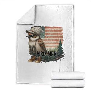Bird Nerd Throw Blanket Funny Bird Watching Patriotic American Flag TS14 White Print Your Wear