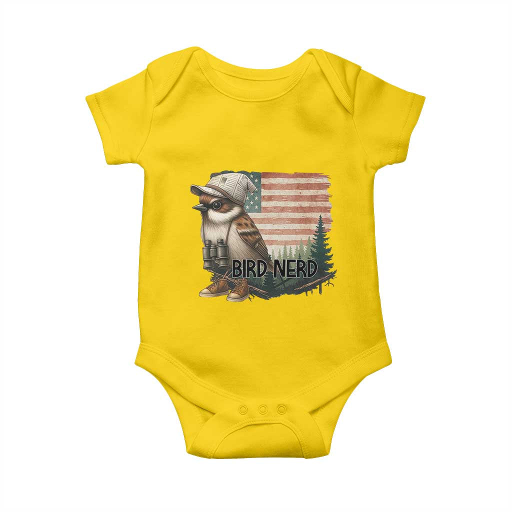 Bird Nerd Baby Onesie Funny Bird Watching Patriotic American Flag TS14 Daisy Print Your Wear