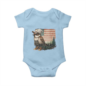 Bird Nerd Baby Onesie Funny Bird Watching Patriotic American Flag TS14 Light Blue Print Your Wear