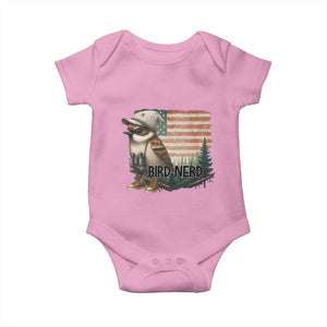 Bird Nerd Baby Onesie Funny Bird Watching Patriotic American Flag TS14 Light Pink Print Your Wear