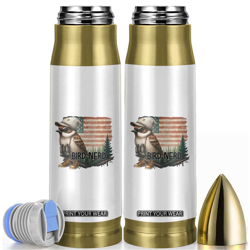 Bird Nerd Bullet Tumbler Funny Bird Watching Patriotic American Flag TS14 White Print Your Wear