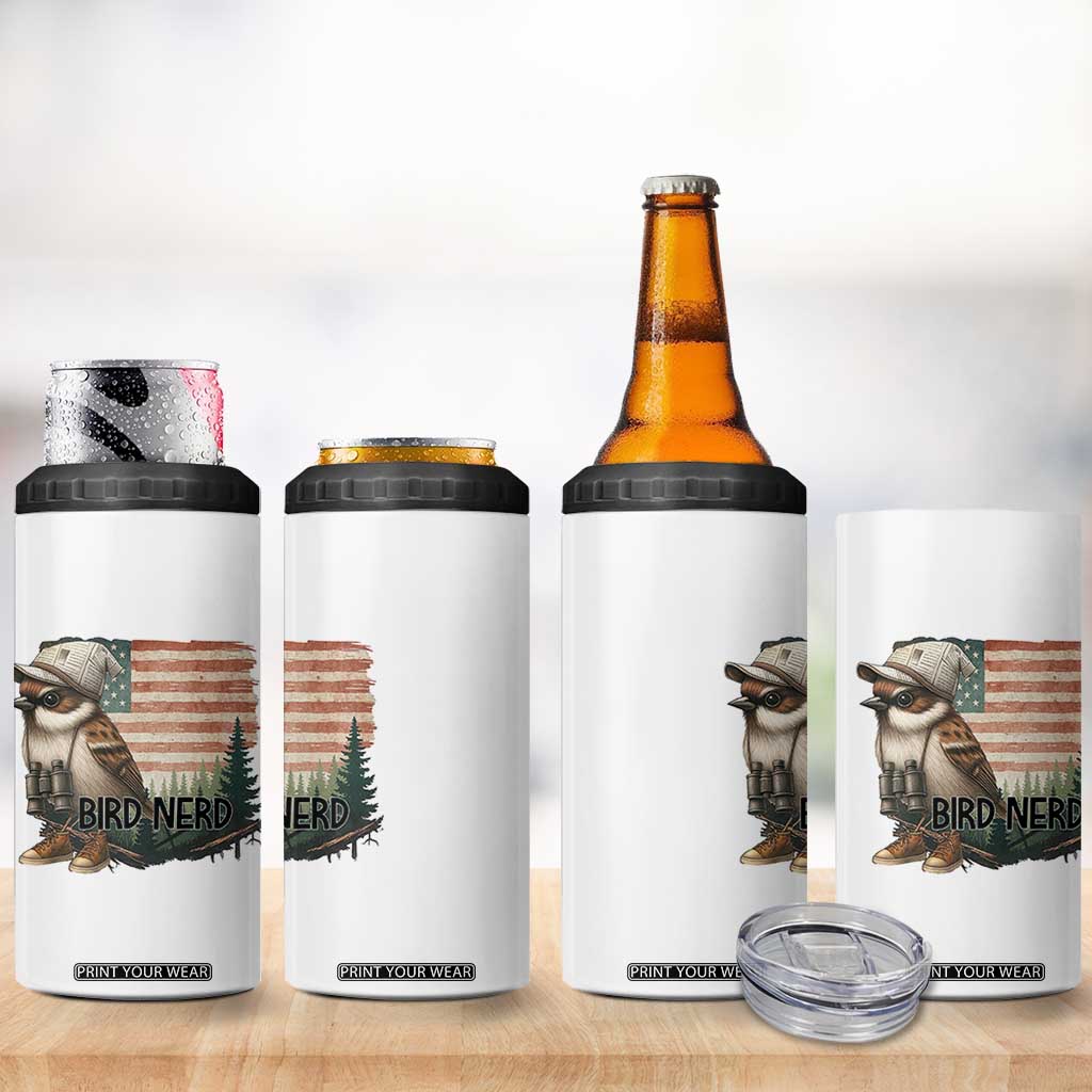 Bird Nerd 4 in 1 Can Cooler Tumbler Funny Bird Watching Patriotic American Flag TS14 Print Your Wear