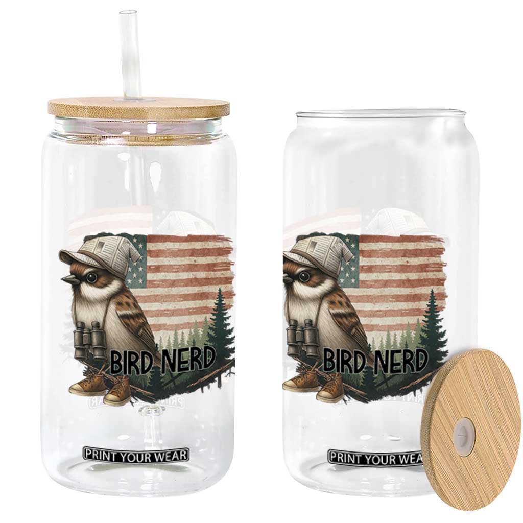 Bird Nerd Glass Can Funny Bird Watching Patriotic American Flag TS14 Print Your Wear