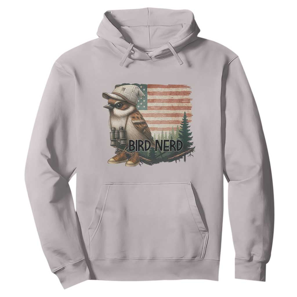 Bird Nerd Hoodie Funny Bird Watching Patriotic American Flag TS14 Ice Gray Print Your Wear