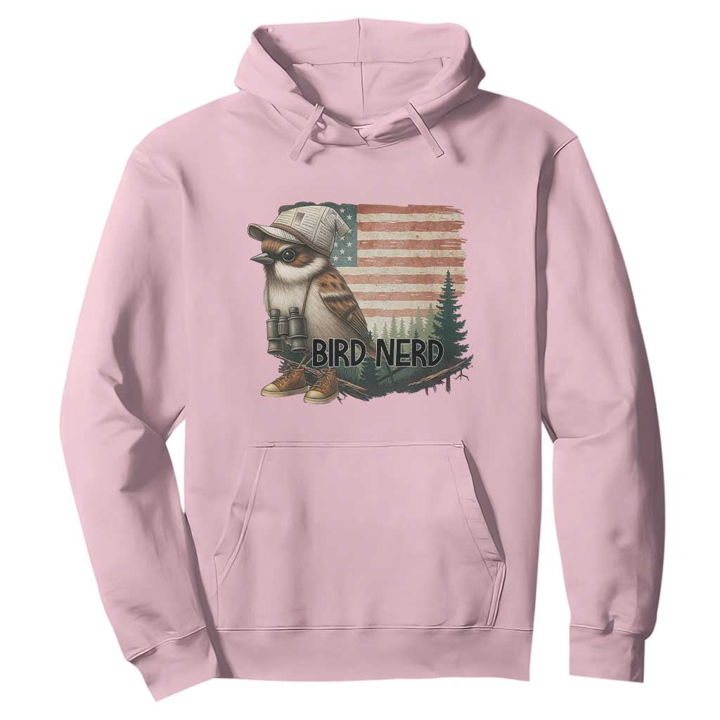 Bird Nerd Hoodie Funny Bird Watching Patriotic American Flag TS14 Light Pink Print Your Wear