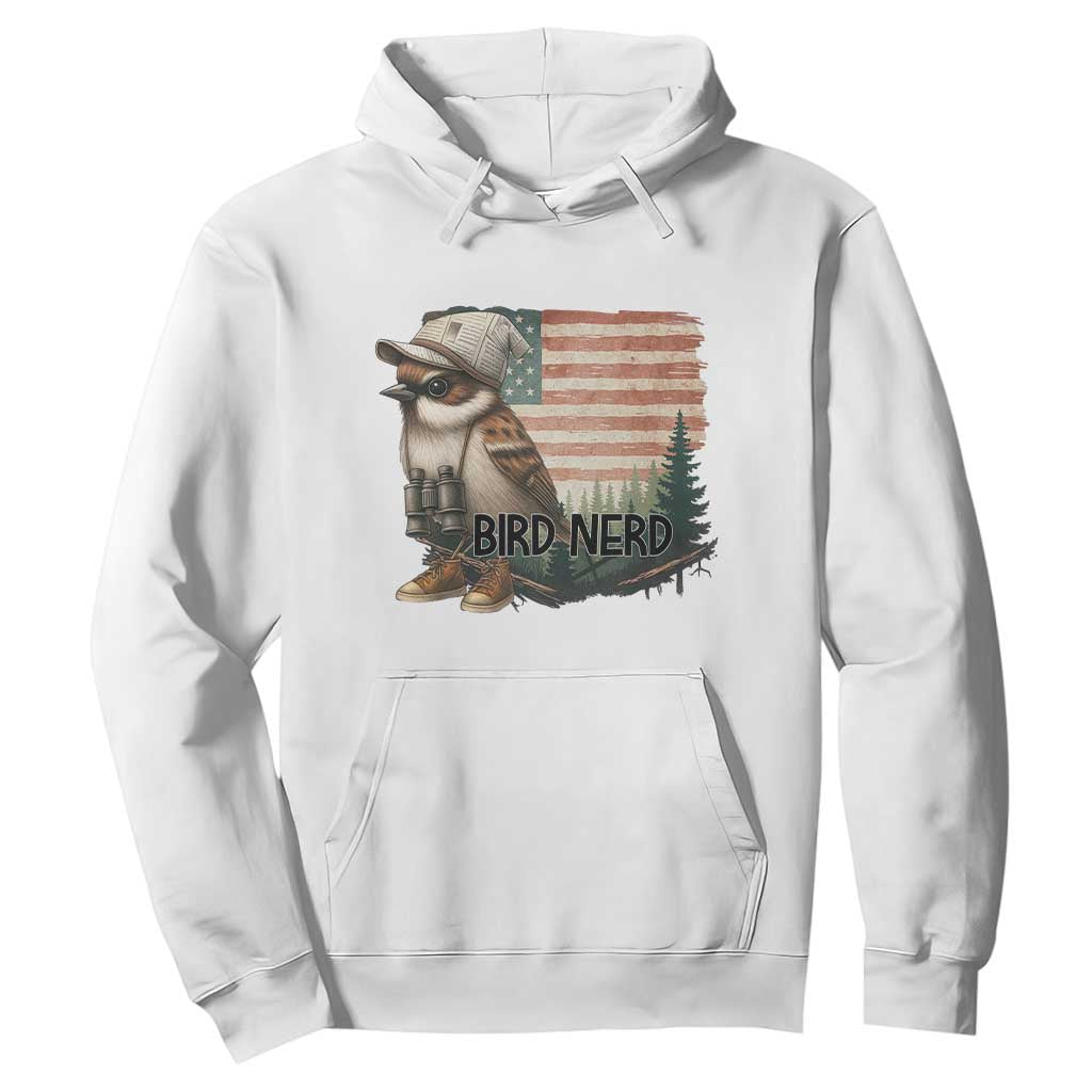Bird Nerd Hoodie Funny Bird Watching Patriotic American Flag TS14 White Print Your Wear
