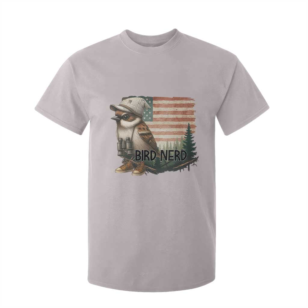 Bird Nerd T Shirt For Kid Funny Bird Watching Patriotic American Flag TS14 Ice Gray Print Your Wear