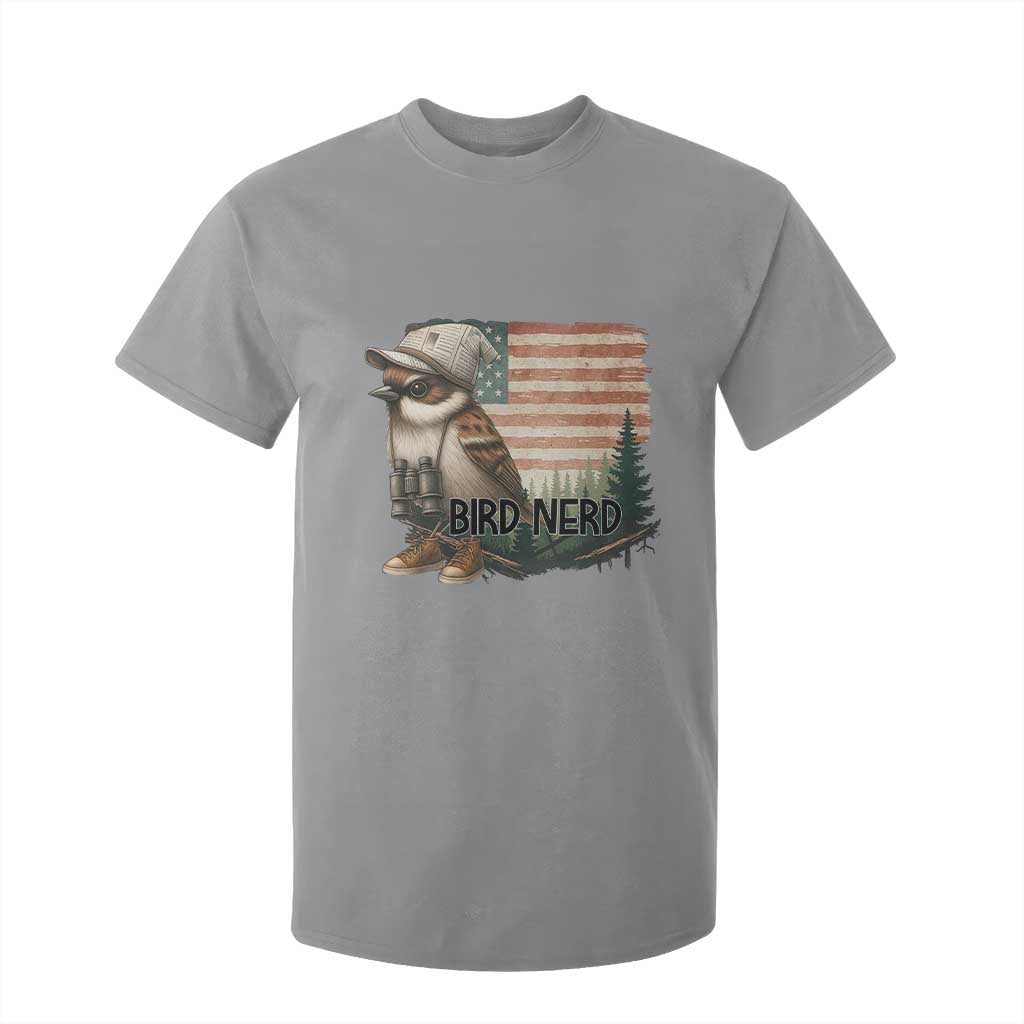 Bird Nerd T Shirt For Kid Funny Bird Watching Patriotic American Flag TS14 Sport Gray Print Your Wear