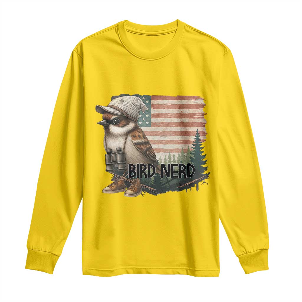 Bird Nerd Long Sleeve Shirt Funny Bird Watching Patriotic American Flag TS14 Daisy Print Your Wear