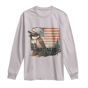 Bird Nerd Long Sleeve Shirt Funny Bird Watching Patriotic American Flag TS14 Ice Gray Print Your Wear