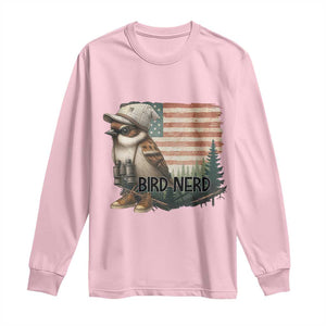 Bird Nerd Long Sleeve Shirt Funny Bird Watching Patriotic American Flag TS14 Light Pink Print Your Wear