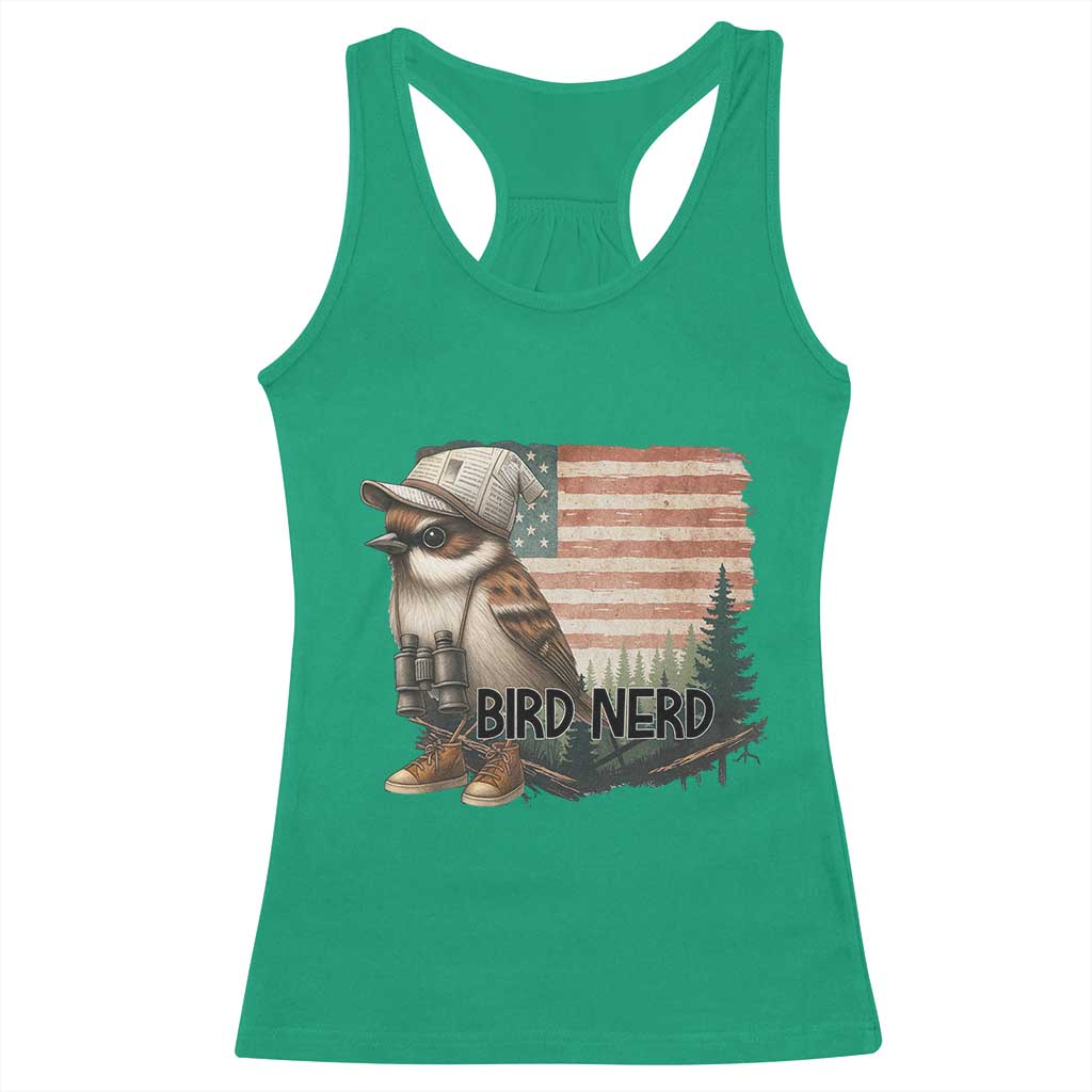 Bird Nerd Racerback Tank Top Funny Bird Watching Patriotic American Flag TS14 Irish Green Print Your Wear