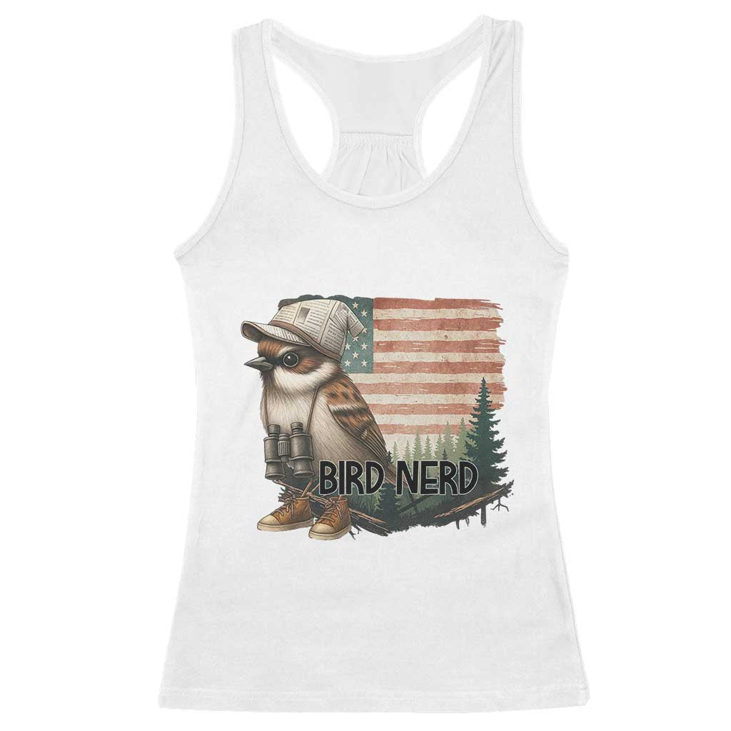 Bird Nerd Racerback Tank Top Funny Bird Watching Patriotic American Flag TS14 White Print Your Wear