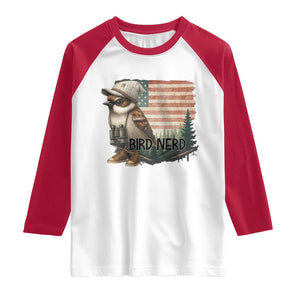 Bird Nerd Raglan Shirt Funny Bird Watching Patriotic American Flag TS14 White Red Print Your Wear