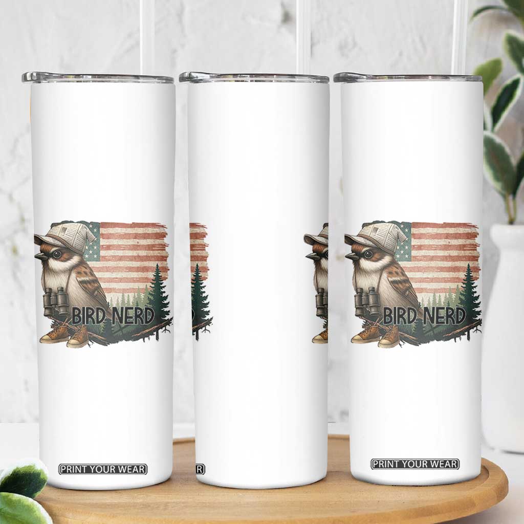 Bird Nerd Skinny Tumbler Funny Bird Watching Patriotic American Flag TS14 Print Your Wear