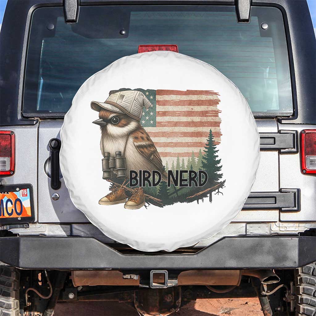 Bird Nerd Spare Tire Cover Funny Bird Watching Patriotic American Flag TS14 No hole White Print Your Wear