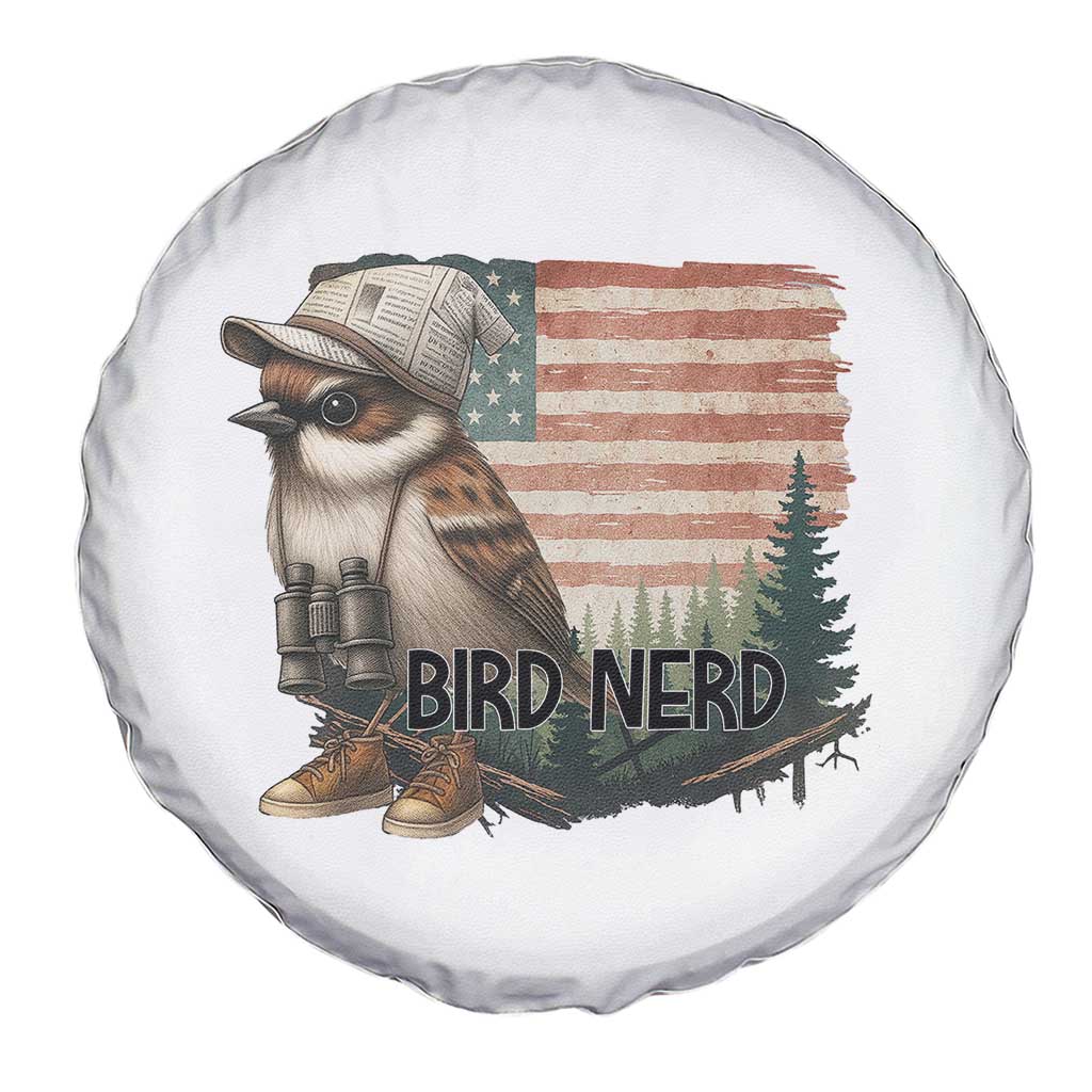 Bird Nerd Spare Tire Cover Funny Bird Watching Patriotic American Flag TS14 Print Your Wear