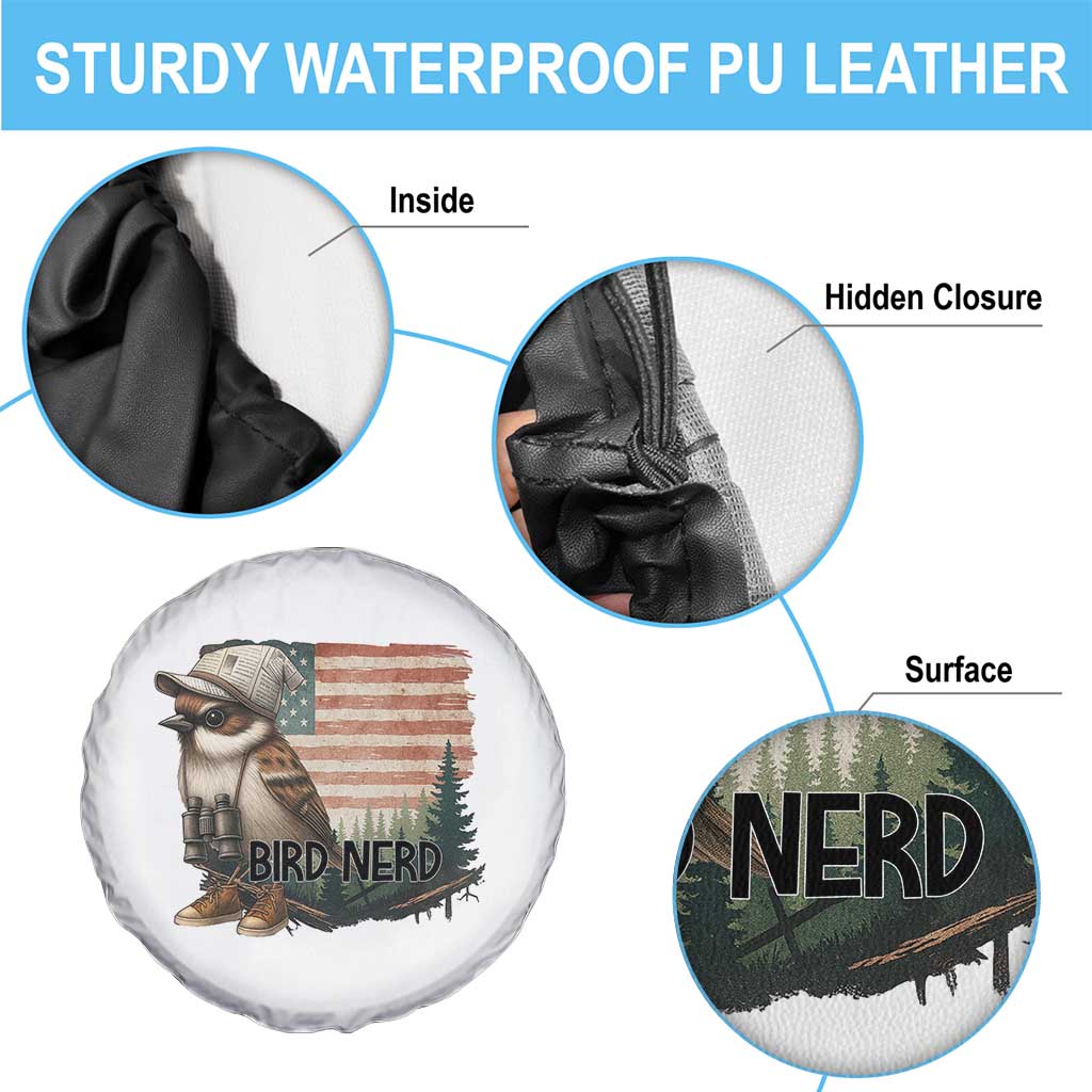 Bird Nerd Spare Tire Cover Funny Bird Watching Patriotic American Flag TS14 Print Your Wear