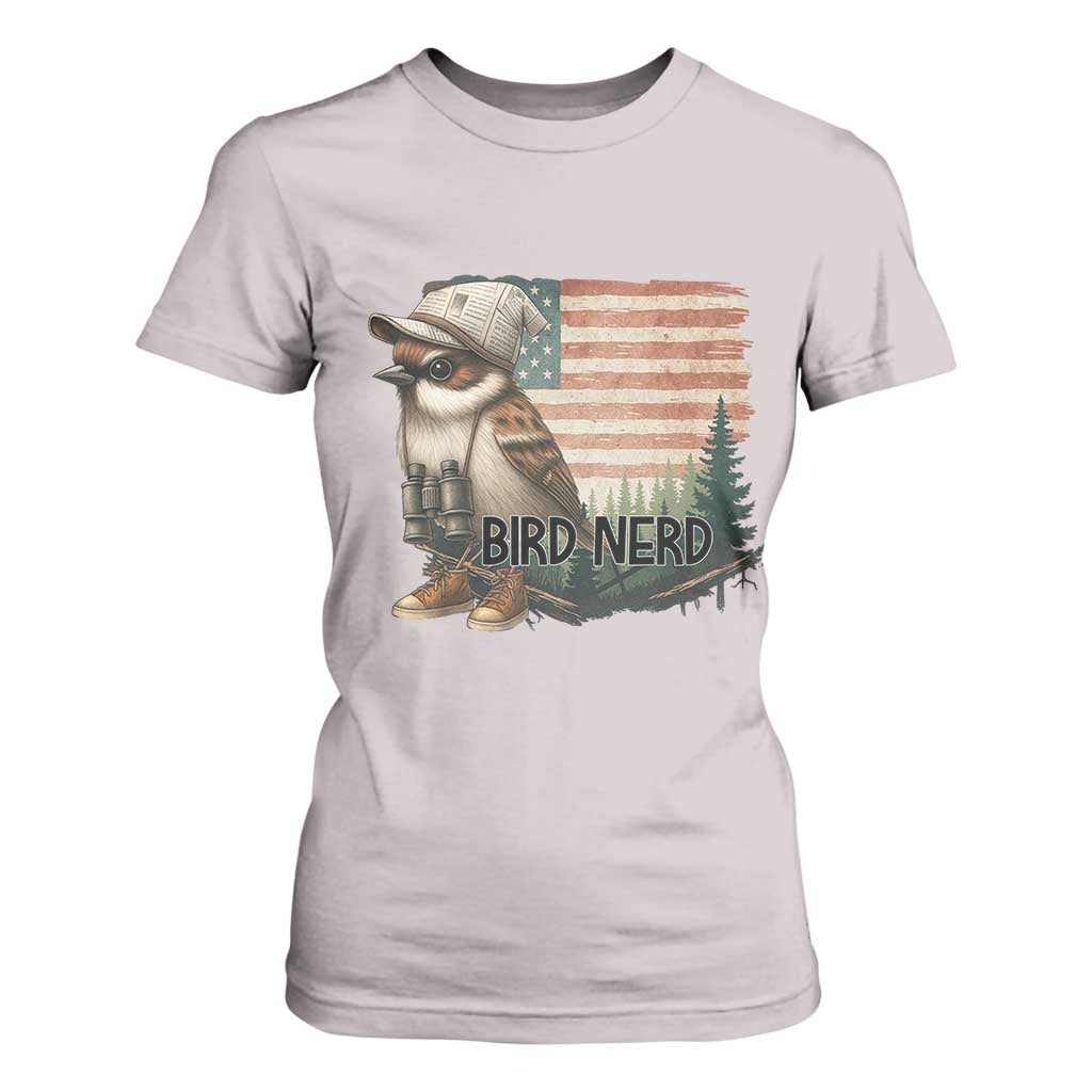 Bird Nerd T Shirt For Women Funny Bird Watching Patriotic American Flag TS14 Ice Gray Print Your Wear