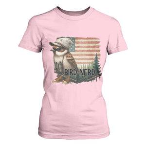 Bird Nerd T Shirt For Women Funny Bird Watching Patriotic American Flag TS14 Light Pink Print Your Wear